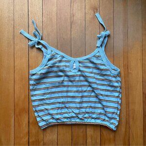 Vintage Rainbow Stripe Tank Top with Tie Straps – M
